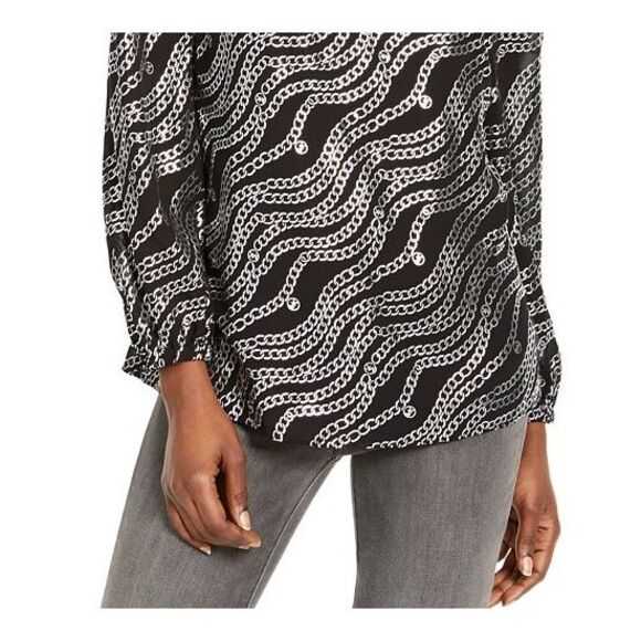 Michael Kors Women's Metallic Logo Blouse Gray Size X-Large - Picture 3 of 3